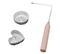 Gogogmee Aluminum Alloy Frying Mold for Snacks Non-Stick Kitchen Cooking Tool Wooden Handle for Shrimp Cakes and Radish Straws Essential Baking Utensil for Home Chefs