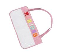 Gogogmee American Mahjong Tile Storage Bag with Clear Window PU Embroidered Zippered Organizer Tote for Travel Strap Mahjong Tile Tote for Game Lovers