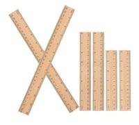 Gogogmee Bamboo Rulers Set Multi-function Measuring and Learning Rulers 6pcs for Students with Straight Edges, Portable and Not Easy to Deform, for School and Office Use