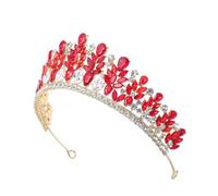 Gogogmee Baroque Red Rhinestone Wedding Tiara Lightweight Comfortable Bridal Crown Headpiece for Women Secure Fit for Weddings Birthdays Formal Events Party Cosplay