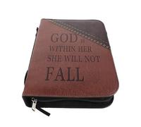 Gogogmee Bible Cover Case Book Sleeve 10.55x7.56x2.24in Water-Resistant Easy to Clean Pu Leather with Handle Multiple Inner Pockets Vintage Style for Church Service and Students