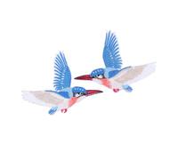 Gogogmee Birds Patches DIY Embroidered Applique for Clothing Repair and Decoration Symmetrical Flying Kingfisher Design Rayon Material for Jeans Shirts Hats Backpacks