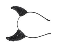 Gogogmee Black Rhinestone Devil Horns Headband with Cow Horn Design, Halloween Sparkling Demon Hairband for Women and Girls Cosplay Party Accessory