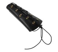 Gogogmee Bow Arm Guard for Archery - Black Pu Leather Forearm Protector with Adjustable Cord, Forearm Wrist Protector Sleeve for Target Shooting and Hunting Practice