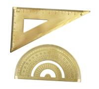 Gogogmee Brass Triangle Ruler and Protractor Measurement Tool for Architecture Drafting Technical Illustration Clear Scale for Precise Angle Measuring in Carpentry and Engineering Tasks