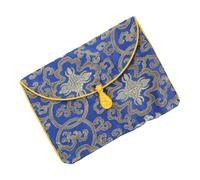 Gogogmee Brocade Embroidery Books Bag with Auspicious Button Design Buddhist Scriptures Storage Pouch for Women Music Books Organizer Chinese Style Textile Art Storage