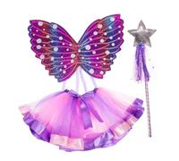 Gogogmee Butterfly Wings Costume for Adjustable Fairy Dress Up Clothes Purple Tutu and Soft Fabric Wings for Parties Role Play and Dancing