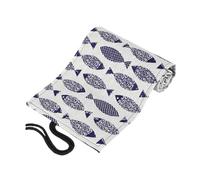 Gogogmee Canvas Pencil Roll Organizer with 48 Slots, Portable Cotton-Linen Pencil Wrap Case for Coloring and Sketching, Cartoon Saury Pattern, for Artists and Students