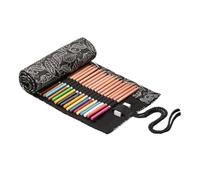 Gogogmee Canvas Pencil Roll Wrap Case 72 Slots Pattern Portable Pencil Storage Organizer for Travel Drawing and Coloring