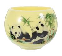 Gogogmee Ceramic Drinking Cup Yellow Small Tea Cup Compact Portable for Home Restaurant Everyday Use