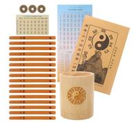 Gogogmee Chinese Divination Sticks Fortune Telling Prop with Bamboo Bucket and 16 Trigram Sticks, Traditional Bamboo Divination Game Set for Feng Shui and I Ching Learning with Instruction