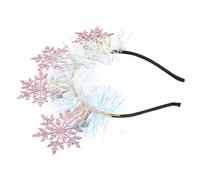 Gogogmee Christmas Snowflake Headband for, Pink and Silver 4-Petal Snowflake Hair Accessories, Lightweight Xmas Holiday Party Hair Hoop