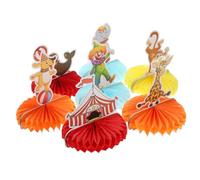 Gogogmee Circus Theme Honeycomb Centerpiece Lightweight Paper Party Table Decor for Birthday Supplies Carnival Layout Prop with Elephant Giraffe Clown Ornaments