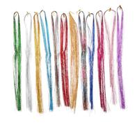 Gogogmee Colorful Hair Tinsel Kit with Shiny Laser Hair Extensions for Women Includes Hook Needle Bead Threader and Micro Rings Party Braiding Accessories for Cosplay Dance Wedding