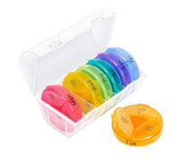 Gogogmee Compartment Rainbow Weekly Pill Dispenser Box Portable Transparent Organizer with Tight Seal Practical Medication Storage for Travel and Home Use for Seniors and Vitamins