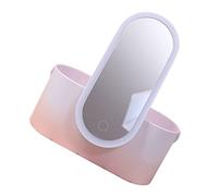 Gogogmee Cosmetics Box with Led Mirror Portable Makeup Organizer Pink Gradient Abs Storage Case Handheld Rotatable Skincare Vanity for Travel and Daily Use