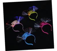 Gogogmee Creative Happy New Year Headdress Tiara with Optical Fibre Glowing Boppers Lightweight Hairband for Festival Party 4pcs Random Colors