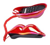 Gogogmee Creative Red-Lips Landline Phone Corded Dial Telephone Ornament for Home Office Decor Stable Signal Environmental Protection Material Gift for Holidays