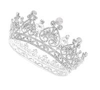 Gogogmee Crown Tiara Bride Full Round Baroque Wedding Headdress Crystal Rhinestone Headband for Women Girls Party Engagement (Silver)