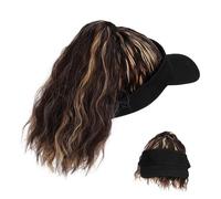 Gogogmee Curly Ponytail Visor Hat with Synthetic Hair Extension for Women Adjustable Lightweight Baseball Cap Stylish Wavy High Ponytail Design for Daily Wear Parties Cosplay
