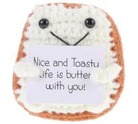 Gogogmee Cute Small Woolen Toast Doll Handcrafted Knitted Yarn Decoration for Home Office Dormitory Colorfast Miniature Rag Gift with Charming Expression Space Saving Ornament