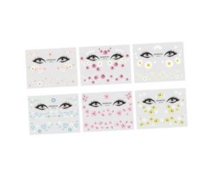 Gogogmee Daisy Face Stickers 6Pcs Assorted Colour Makeup Stickers Waterproof Temporary Face and Collarbone Decals for Women and Girls Easy to Apply for Festivals and Parties
