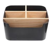 Gogogmee Detachable Bamboo Wood Makeup Organizer Box, Multi-Grid Cosmetic Storage Case Black Desktop Container for Skincare Organizers and Makeup Sponge Holder, Home Supplies Storage