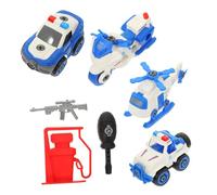Gogogmee DIY Police Car and Helicopter Assembly Set Race Car for Boys Educational Cognitive Playset Enhancing Practical Skills and Spatial Logic