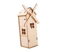Gogogmee DIY Solar Powered Wooden Windmill Kit for Educational Science for Hand Brain Development Precision Cut Non Toxic Materials Encourages Independent Thinking and Problem Solving