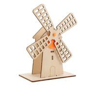 Gogogmee DIY Wooden Windmill Model Kit for Handmade Puzzle Craft with Transparent Gear Transmission Educational Science Experiment Demonstrating Mechanical Principles and Engineering