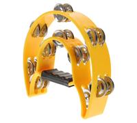 Gogogmee Double Row Handheld Iron Bell Musical Instrument Tambourine for Ktv Bar Party Yellow Wear Resistant Percussion Supply for Music and Dance Enthusiasts