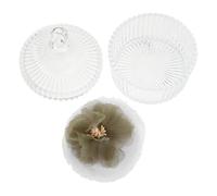 Gogogmee Double-sided Floral Ribbon Large round Velour Body Powder Puff with Soft Glass Candy Dish Container, White Green, Loose Powder Applicator for Women’s Face and Body Makeup