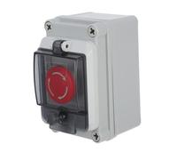 Gogogmee Emergency Stop Push Button Switch with Red Mushroom Knob and Plastic Control Box Outdoor Electrical Breaker Box for Start Stop Control Easy Installation Weatherproof Design