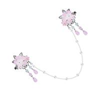 Gogogmee Flower Forehead Chain Hairpin Tassel Hair Clip for Thick and Thin Hair for Year Wedding Cosplay Birthday Daily Wear Pink