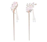 Gogogmee Flower Hair Sticks 2pcs with Unique Pattern Tassel Alloy Hair Sticks Accessory for Ladies, Retro Hanfu Style, Classic Hairstyles