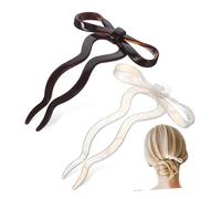 Gogogmee French U-shaped Bow Hair Pins for Women 2pcs Acetate Hair Clips for Thick Styling and Elegant Buns French Twist Updos Mermaid and Brown Colors