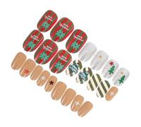 Gogogmee Full Cover Almond Nail Tips Resilient Press Nails with Snowflake Christmas Tree Design for Holiday Manicures Easy Application