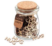 Gogogmee Funny Hug in A Jar Wooden Letter 6x6x8cm Pine Wood Craft Prank Present for Valentines Day Birthday Anniversary Sympathy for Friends and Loved Ones