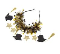 Gogogmee Glitter Graduation Headband Black Gold Star Mini Cap Party Hair Decoration Elegant Stylish Accessory for Women Graduation Season