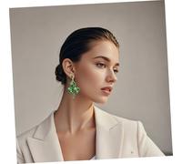 Gogogmee Green Shamrock Dangle Earrings for Women Irish Jewelry Party Accessory St Patrick's Day Rhinestone Heart Shaped Drop Earrings Festive Clover Jewelry