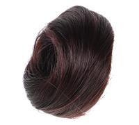 Gogogmee Hair Bun Donut Wig Puff Updo Hair Chignon Hairpiece Synthetic Straight Deep Brown Ponytail Holder for Women Hanfu Style