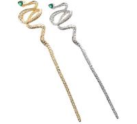 Gogogmee Hair Styling Accessories Smooth Surface Snake Shape Zinc Alloy 2pcs Hair Chopsticks for Valentine's Day and Birthdays with Rhinestone Decoration for Women