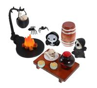 Gogogmee Halloween Mini Skull Figurines Tiny Plastic Ghost and Skeleton Miniatures for Dollhouse Decor Party Favors and Festive Home Accessories for Halloween Garden Village Scenes