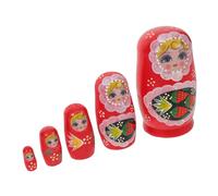 Gogogmee Hand-painted Wooden Nesting Dolls Set Strawberry Girl Theme Five-layer Matryoshka Russian Figurines Educational Stacking for Home Decor Collectors and Families