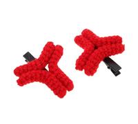 Gogogmee Handknitted Red Angry Hair Clips Soft Yarn Curly Bangs Hairpiece Decorative Crochet Hair Accessory for Women Live Stream and Festive Styling