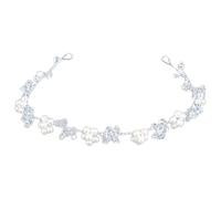 Gogogmee Handmade Pearl Hairband Wedding Headpiece with Soft Chain, Crystal Rhinestone Flower Wreath for Brides and Photo Headdress Accessories