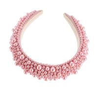 Gogogmee Headband Plastic Pearl Decor Lightweight and Women Decorative Elegant for Pink Hairband with Baroque Style for Daily Makeup Use