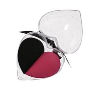 Gogogmee Heart Shape Makeup Sponge Set 2pcs, Crimson and Ebony Cosmetic Egg Sponges for Wet and Dry Use, Flocked Foundation Blending Puff for Professional and Everyday Beauty Application