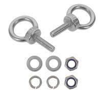Gogogmee Heavy Duty Stainless Steel Eye Bolts M6X20 with Nylon Nuts and Flat Washers, Threaded Lifting Shoulder Eye Hardware for Concrete Wall Anchors, 4pcs Set for Outdoor and Industrial
