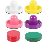Gogogmee Hockey Pucks and Paddles Set Featuring Colourful Push Handles and Plush Cloths for Tabletop Air Hockey Play